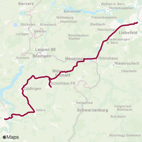 TPF - Transports publics fribourgeois Bern, Bahnhof - Fribourg/Freiburg, gare rout. map