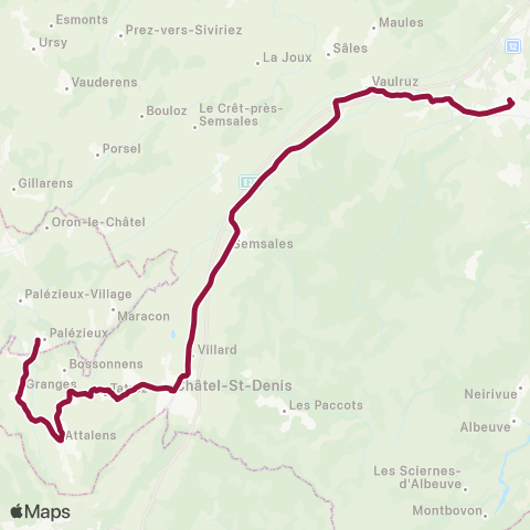 TPF - Transports publics fribourgeois Bulle, gare routière - Palézieux, gare map