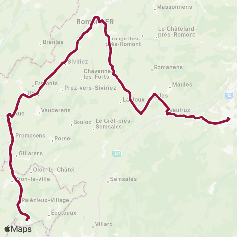 TPF - Transports publics fribourgeois Bulle, gare routière - Palézieux, gare map