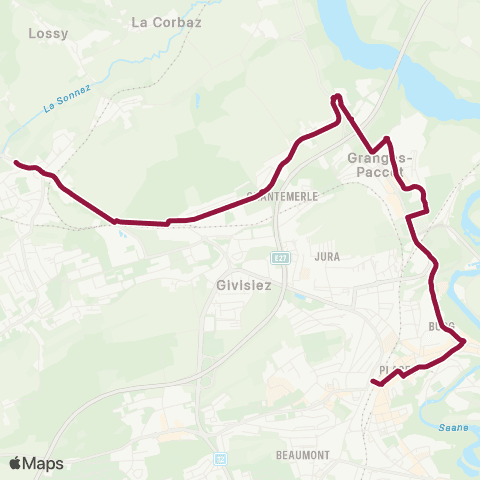 TPF - Transports publics fribourgeois Belfaux, Laiterie - Fribourg/Freiburg, gare rout. map