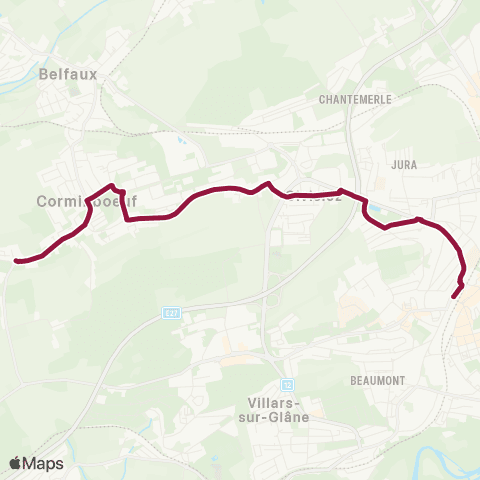 TPF - Transports publics fribourgeois Fribourg/Freiburg, gare rout. - Corminboeuf, anc. poste map