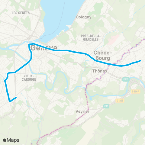 tpg - Transports publics genevois Annemasse, Parc Montessuit - Lancy-Pont-Rouge, gare map