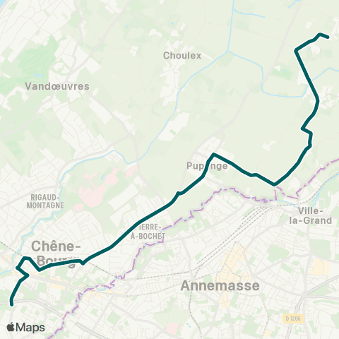 tpg - Transports publics genevois Thônex, Sous-Moulin - Jussy, Lullier map