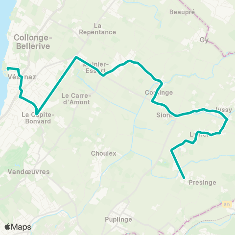 tpg - Transports publics genevois Vésenaz, Pointe à la Bise - Presinge, village map
