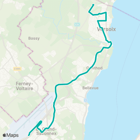 tpg - Transports publics genevois Versoix, Ctre sportif - Genève-Aéroport, Terminal map