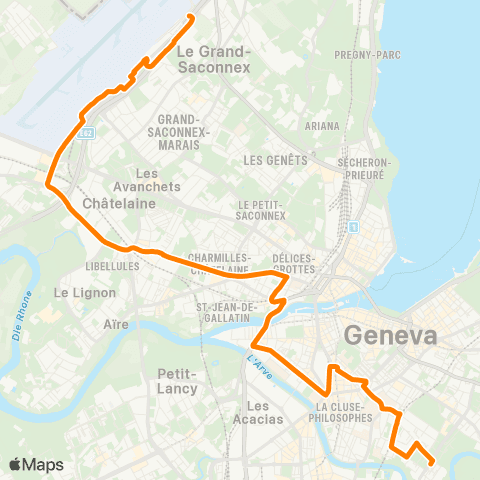 tpg - Transports publics genevois Genève, Crêts-de-Champel - Grand-Saconnex, Fret map