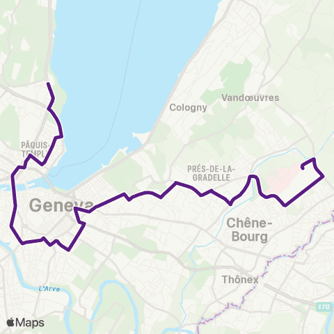 tpg - Transports publics genevois Genève, Jardin Botanique - Thônex, Hôp. Trois-Chêne map