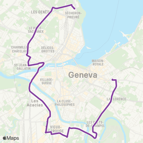 tpg - Transports publics genevois Genève-Eaux-Vives, gare - Genève, Jardin Botanique map