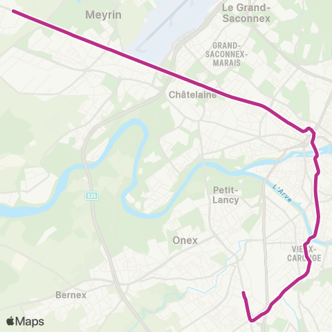 tpg - Transports publics genevois Meyrin, CERN - Grand-Lancy, Palettes map