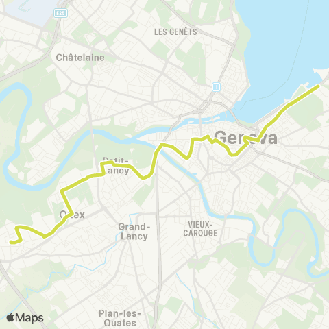 tpg - Transports publics genevois Genève, Plage - Bernex, Cressy map