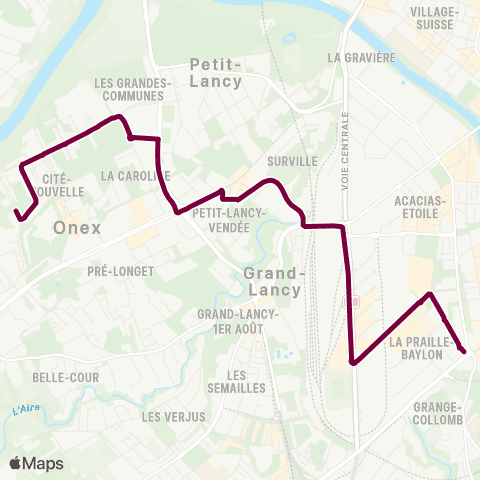 tpg - Transports publics genevois Onex, cité - Carouge GE, Rondeau map