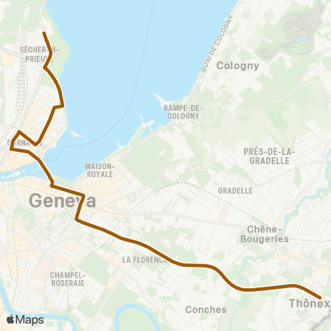 tpg - Transports publics genevois Thônex, Vallard - Genève, Jardin Botanique map