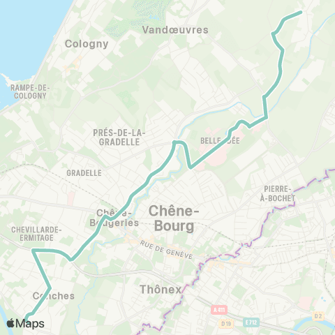 tpg - Transports publics genevois Chêne-Bougeries, Conches Pl. - Choulex, village map