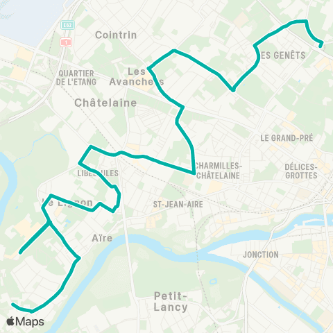 tpg - Transports publics genevois Genève, Nations - Vernier, CO Renard map