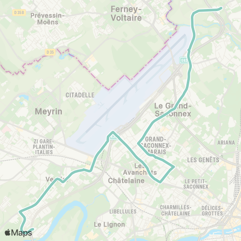 tpg - Transports publics genevois Vernier, Parfumerie - Bellevue GE, Valavran map