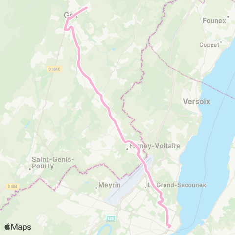 tpg - Transports publics genevois Genève, gare Cornavin - Gex, L'Aiglette map