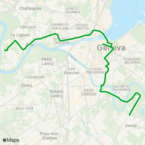 tpg - Transports publics genevois Vessy, Grands-Esserts - Vernier, Lignon Tours map