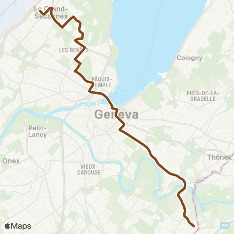 tpg - Transports publics genevois Veyrier, douane - Grand-Saconnex, Palexpo map