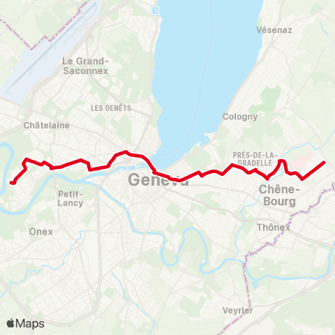 tpg - Transports publics genevois Thônex, Belle-Terre Pl. Araire - Vernier, Lignon Tours map