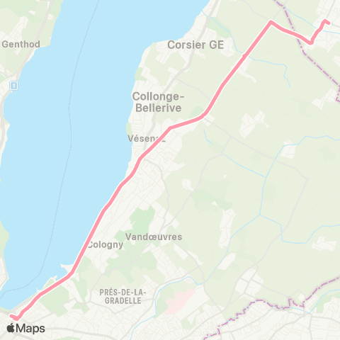 tpg - Transports publics genevois Genève, Rive - Veigy, douane (F) map