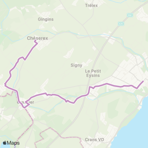 Transports Publics de la Région Nyonnaise Nyon - Crassier - La Rippe map