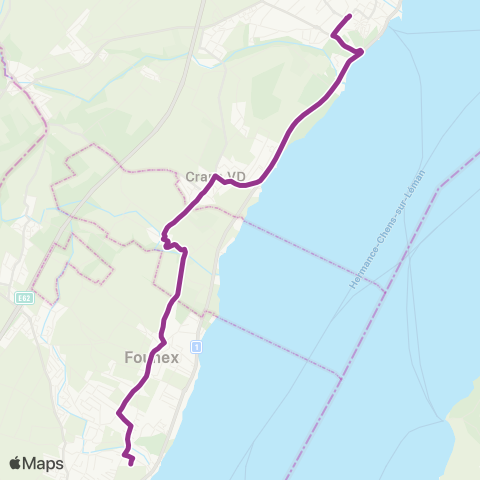 Transports Publics de la Région Nyonnaise Coppet - Nyon - Gland map
