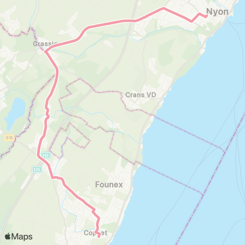 Transports Publics de la Région Nyonnaise Crassier - Coppet - Chavannes-des-Bois map