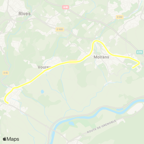 Transports du Pays Voironnais Tullins Gare SNCF - Moirans P. Béghin map