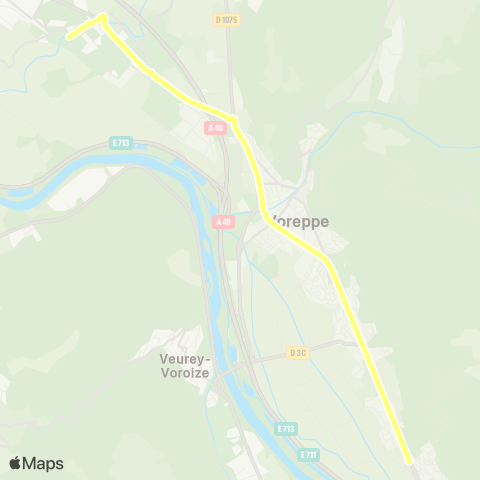 Transports du Pays Voironnais Fontanil Croix Rochette - Moirans Béghin map