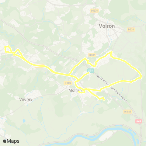 Transports du Pays Voironnais Moirans Espace Jail - St Jean - Béghin map