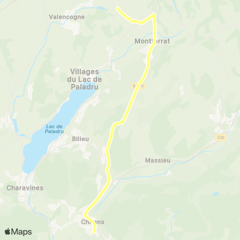Transports du Pays Voironnais Paladru Trois Chênes - Chirens Collège map