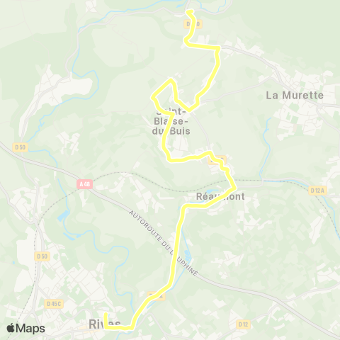 Transports du Pays Voironnais St Blaise Ravignhouse - Rives Desnos map