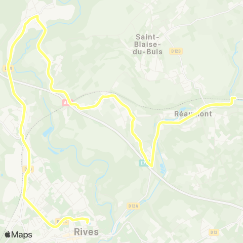 Transports du Pays Voironnais Reaumont H. ferroviaire - Rives Desnos map