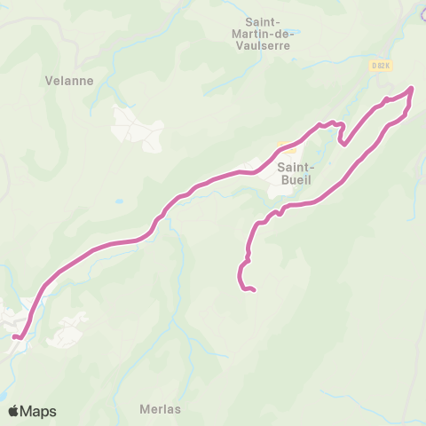 Transports du Pays Voironnais Velanne la Sauge - Voiron Gare Nord map