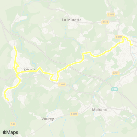Transports du Pays Voironnais Rives Maladière - Voiron Gare Nord map