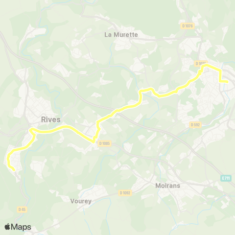 Transports du Pays Voironnais Renage Pl Cardinale - Voiron Gare Sud map