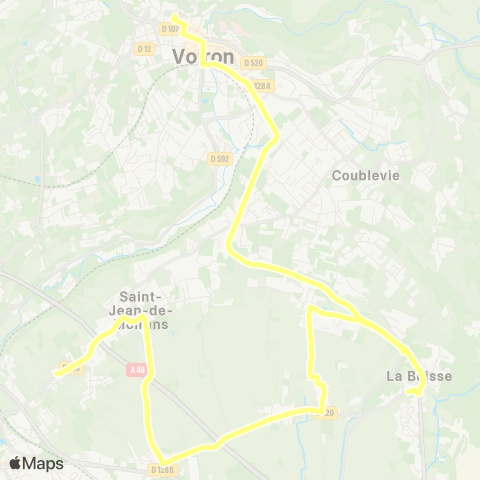 Transports du Pays Voironnais St Jean Colombinière - Voiron Brameret map