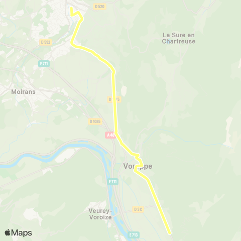 Transports du Pays Voironnais Voreppe Logis neuf - Voiron Gare Sud map