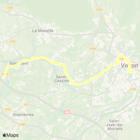 Transports du Pays Voironnais Reaumont le Carret - Voiron map