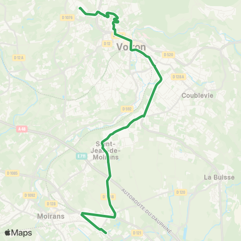 Transports du Pays Voironnais Moirans Gare - Hôpital Voiron map