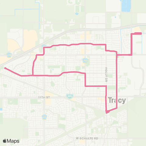 TRACER Bus Service Commuter Route E AM map