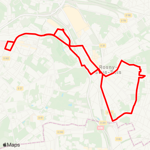 Île-de-France Mobilités Rosny-sous-Bois RER <> Rosny-sous-Bois RER map