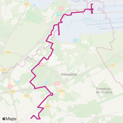Île-de-France Mobilités Gare d'Aulnay-sous-Bois <> Gare de Roissypôle / Aéroport CDG 1 Terminal 3 (C4) map