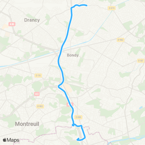 Île-de-France Mobilités Val de Fontenay RER <> Gare d'Aulnay-sous-Bois map