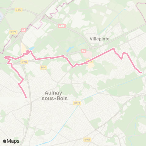 Île-de-France Mobilités Gare du Blanc-Mesnil <> Gare du Vert Galant map