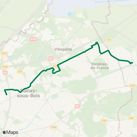 Île-de-France Mobilités Gare de Villeparisis - Mitry-le-Neuf <> Gare du Blanc-Mesnil map