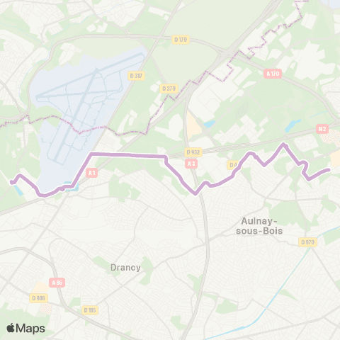 Île-de-France Mobilités Gare de Dugny la Courneuve <> Gare de Sevran Beaudottes map
