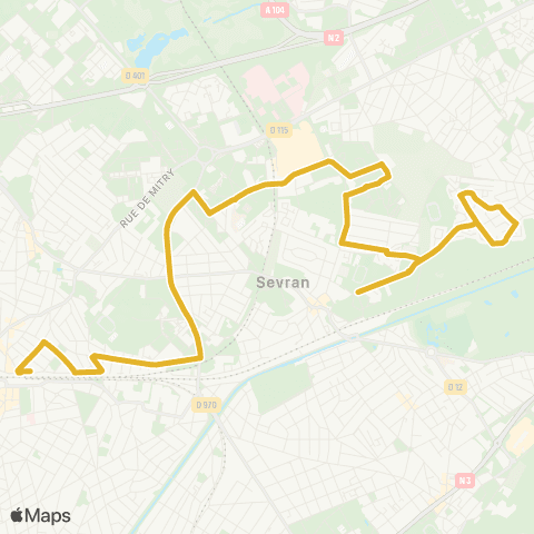 Île-de-France Mobilités Gare d'Aulnay-sous-Bois <> Gare de Sevran Livry map
