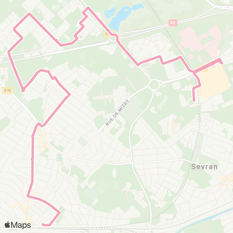 Île-de-France Mobilités Gare de Sevran Beaudottes <> Gare d'Aulnay-sous-Bois map