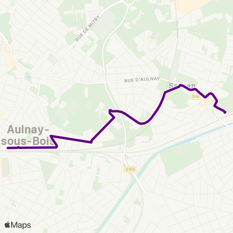 Île-de-France Mobilités Gare d'Aulnay-sous-Bois <> Gare de Sevran Livry map